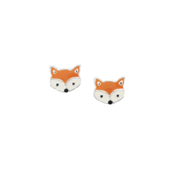 ❤️ FOX STERLING SILVER STUD EARRINGS - Picture 1 of 4